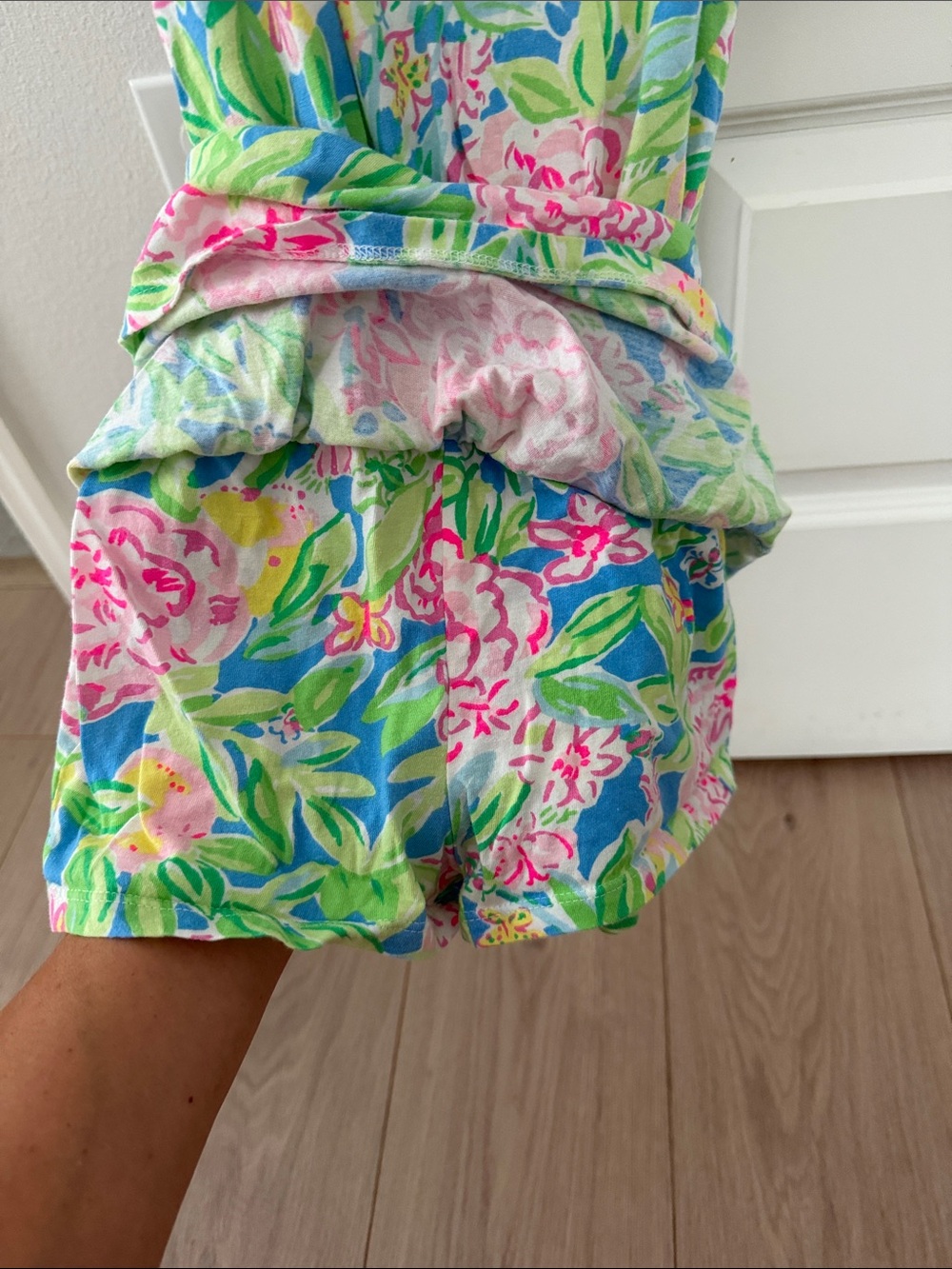 Lilly Pulitzer Girls' Pink Floral Short Sleeve Dress with built in shorts - Picture 2 of 4